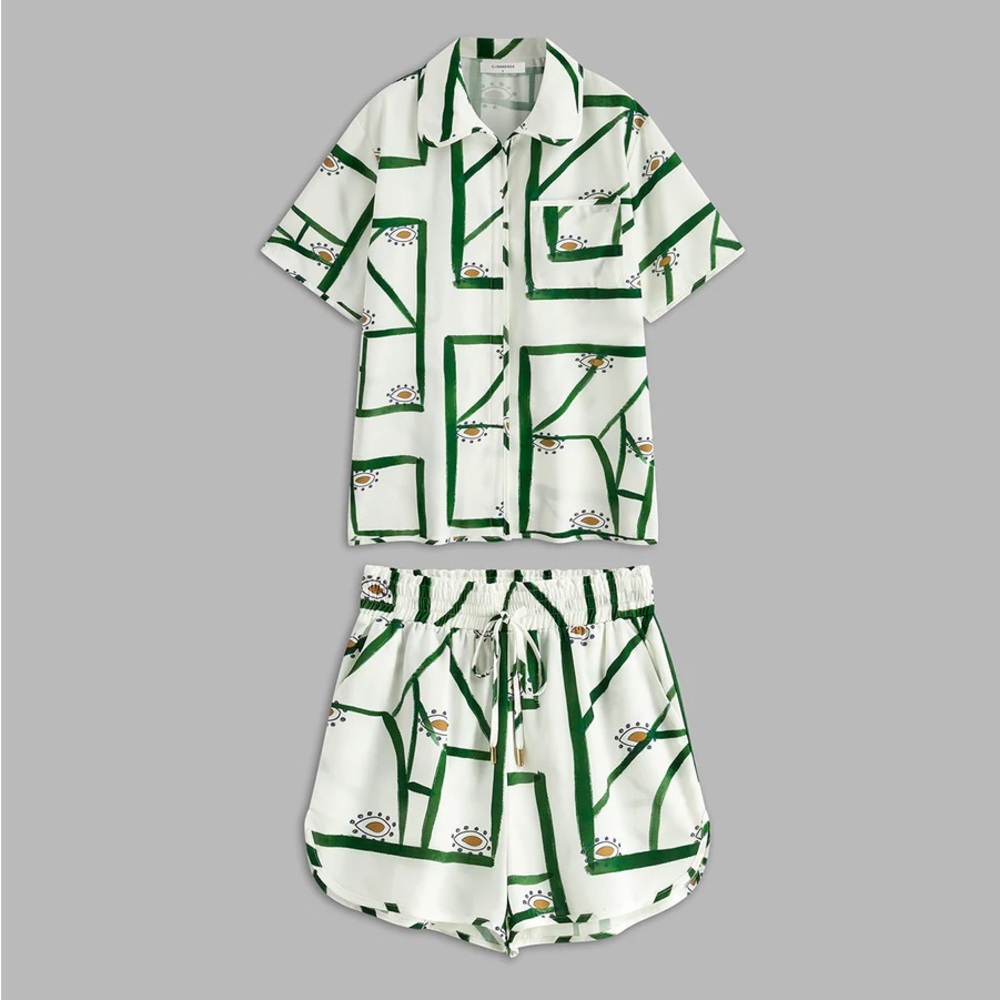 Flash Sale Commense Print Drawstring Shorts Set - Picture 11 of 15